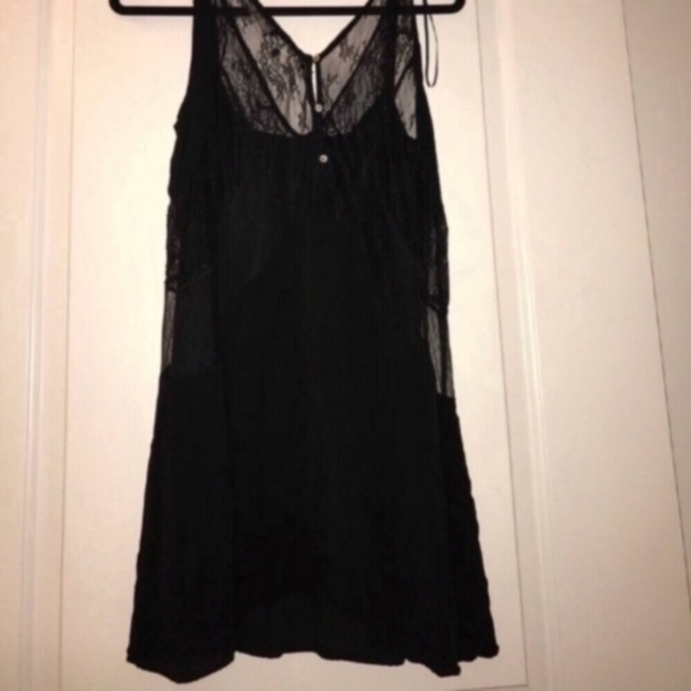 Black Zara Lace Dress with Attached Black Slip - Picture 4 of 8